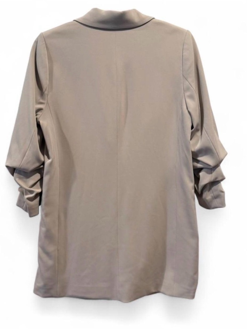 H&M Women's Single-Button Ruched-Sleeve Blazer - Beige - Picture 4 of 4